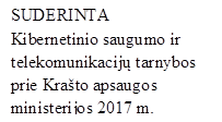 SUDERINTA
Kibernetinio saugumo ir telekomunikacijų tarnybos prie Krašto apsaugos ministerijos 2017 m. birželio 5 d. raštu Nr. IS-462

SUDERINTA
VšĮ „Versli Lietuva“ 2017 m. birželio 5 d.
raštu VL2017-223
