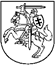A black and white shield with a knight on a horse holding a sword  Description automatically generated