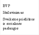BVP
Išsilavinimas
Sveikatos priežiūros ir socialinės paslaugos
