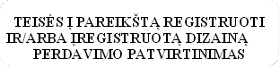 TEISĖS Į PAREIKŠTĄ REGISTRUOTI
IR/ARBA ĮREGISTRUOTĄ DIZAINĄ
PERDAVIMO PATVIRTINIMAS
