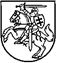A black and white shield with a person on a horse holding a sword Description automatically generated